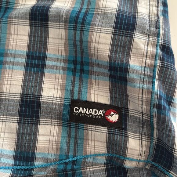 Canada Weather Gear plaid Checkered short 
Sleeve shirt EUC - Picture 4 of 6